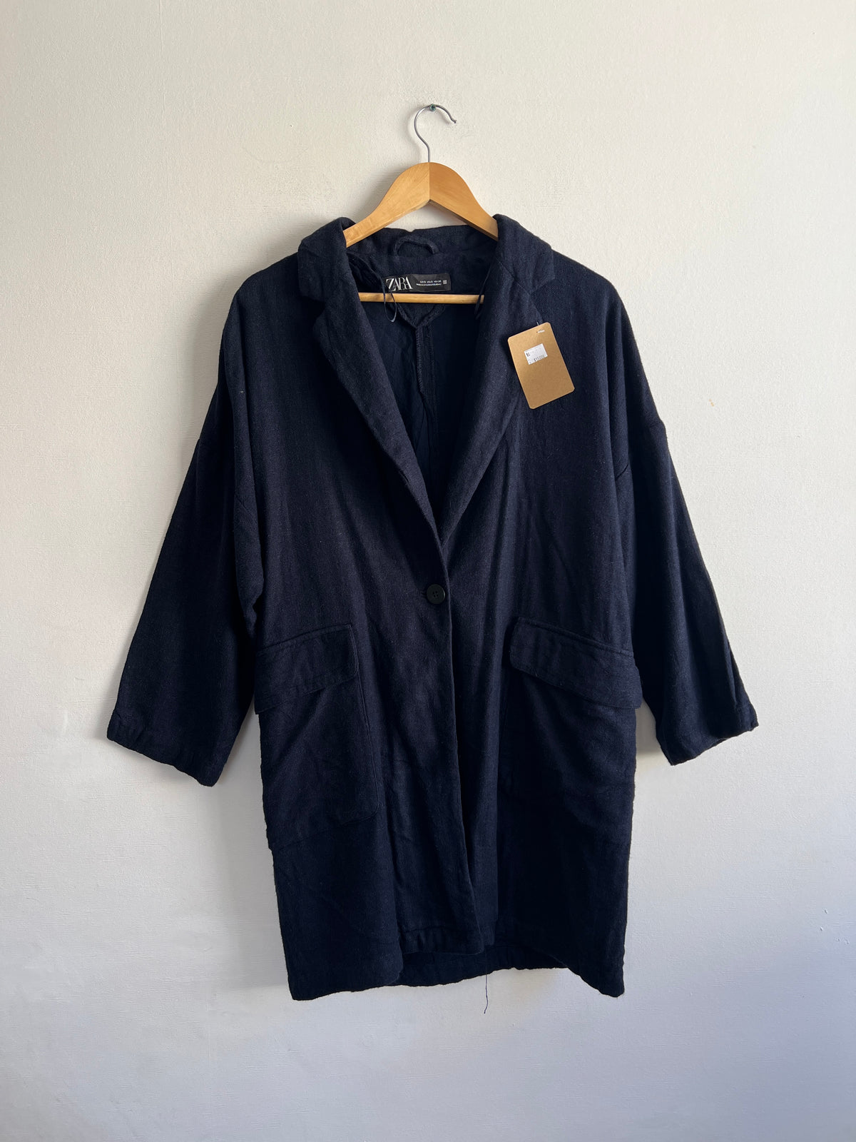Blazer Largo de Lino Zara Oversize Talla S/M